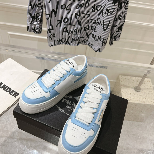 PRA DOWNTOWN BOLD SNEAKERS WHITE AND SKY CALFSKIN