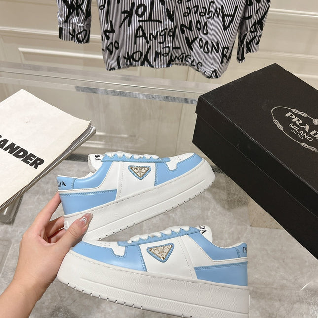 PRA DOWNTOWN BOLD SNEAKERS WHITE AND SKY CALFSKIN