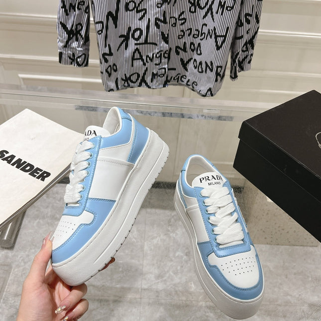 PRA DOWNTOWN BOLD SNEAKERS WHITE AND SKY CALFSKIN