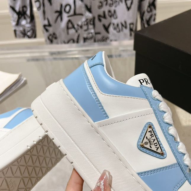 PRA DOWNTOWN BOLD SNEAKERS WHITE AND SKY CALFSKIN