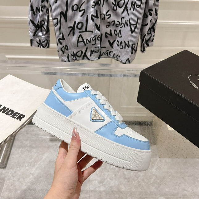 PRA DOWNTOWN BOLD SNEAKERS WHITE AND SKY CALFSKIN