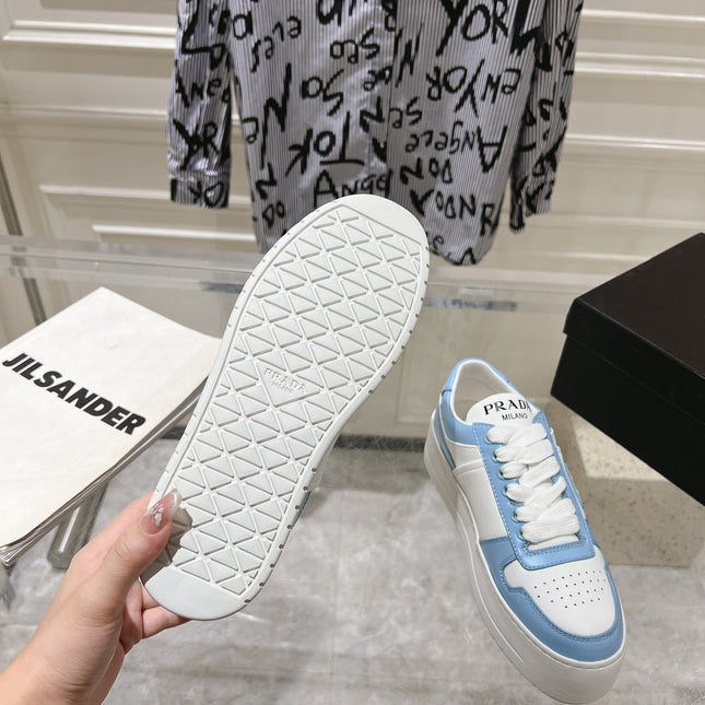 PRA DOWNTOWN BOLD SNEAKERS WHITE AND SKY CALFSKIN