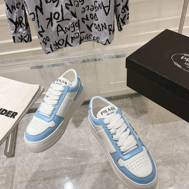 PRA DOWNTOWN BOLD SNEAKERS WHITE AND SKY CALFSKIN