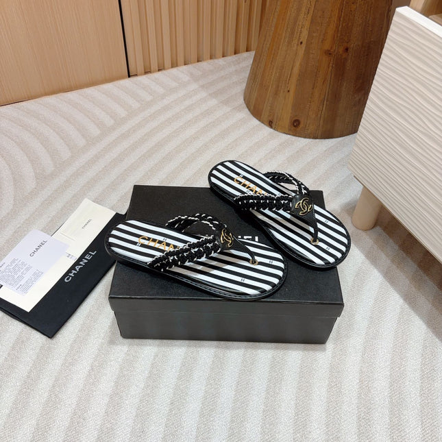 CC WOVEN FLIP FLOP WHITE MIX BLACK SHEEPSKIN