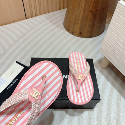 CC WOVEN FLIP FLOP WHITE MIX PINK SHEEPSKIN