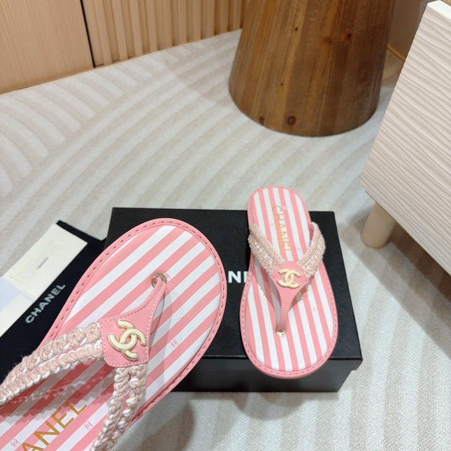 CC WOVEN FLIP FLOP WHITE MIX PINK SHEEPSKIN