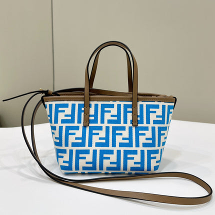 MINI ROLL BAG 15 OCEAN BLUE MIX WHITE FF JACQUARD FABRIC