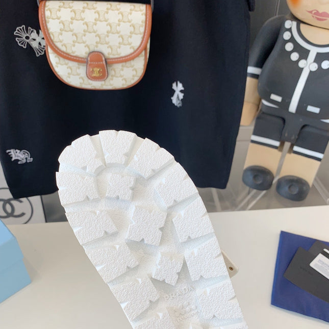 PRA STRAP SLIDES SANDALS WHITE LAMBSKIN