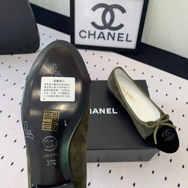 BALLET FLAT OLIVE GREEN MIX BLACK VELVET