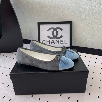 BALLET FLAT GREY MIX LIGHT BLUE VELVET