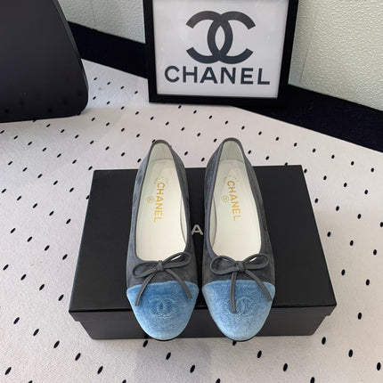 BALLET FLAT GREY MIX LIGHT BLUE VELVET