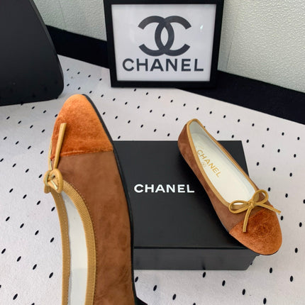 BALLET FLAT LIGHT BROWN MIX BROWN VELVET