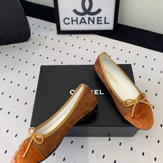 BALLET FLAT LIGHT BROWN MIX BROWN VELVET