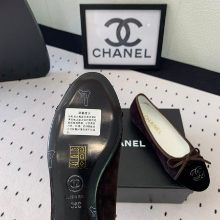 BALLET FLAT DARK BROWN MIX BLACK VELVET