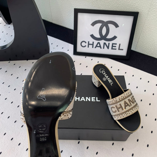 RHINESTONE LETTER HIGH HEELS CARAMEL BROWN AND BLACK LAMBSKIN