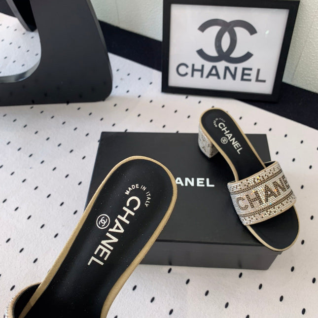 RHINESTONE LETTER HIGH HEELS CARAMEL BROWN AND BLACK LAMBSKIN