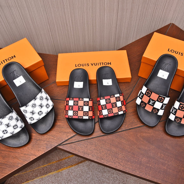 LV MULE RED MIX ORANGE DAMIER MONOGRAM CALFSKIN