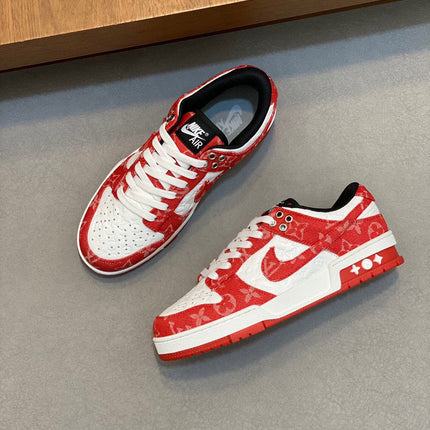 AIR TRAINER IN CRIMSON RED MIX WHITE CALFSKIN