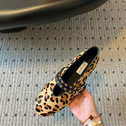 ALAIA MARY JANE SHOES IN LEOPARD ZP CUSTOM STRAW AND DENIM