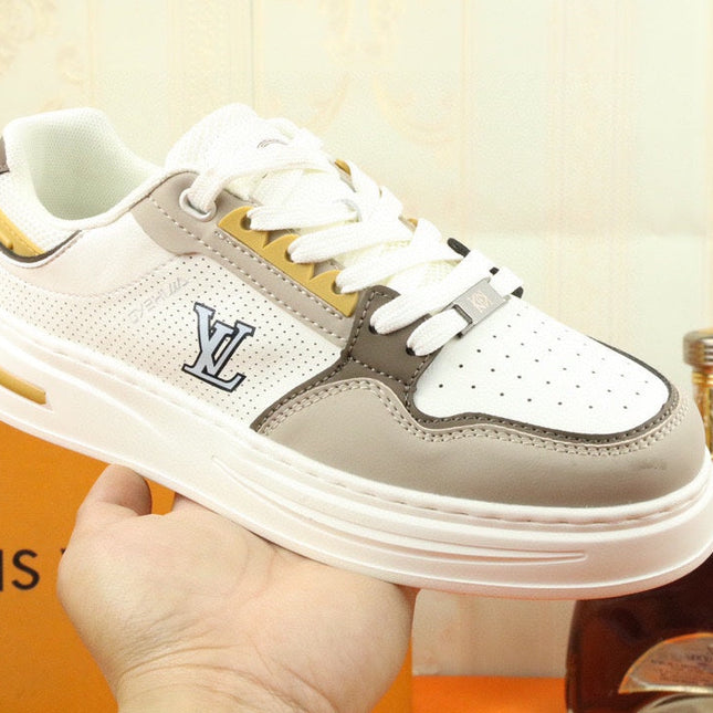 LV TRAINER SNEAKER IN WHITE MIX GREY MESH CALFSKIN