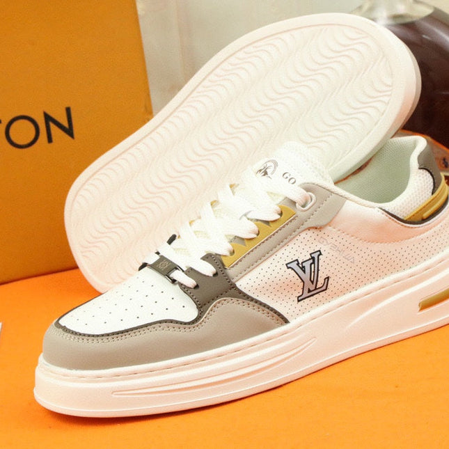 LV TRAINER SNEAKER IN WHITE MIX GREY MESH CALFSKIN