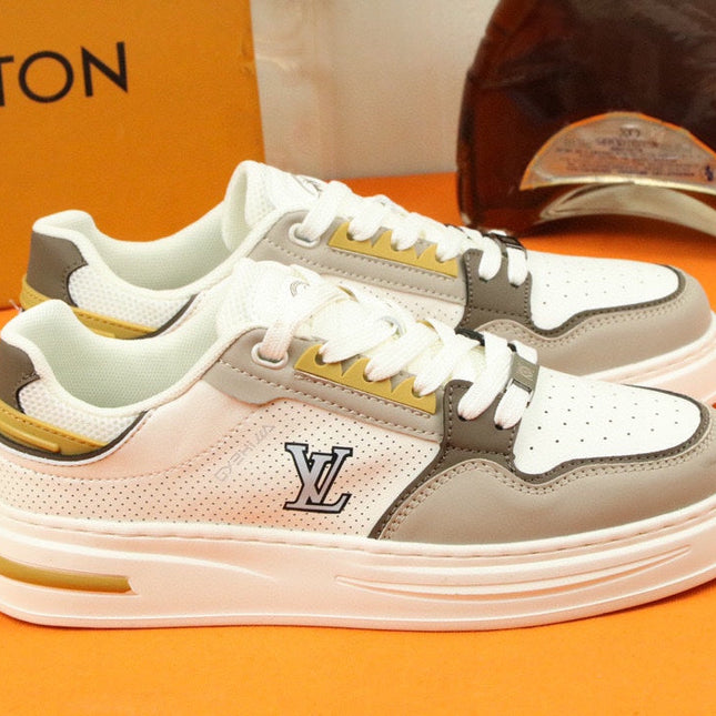 LV TRAINER SNEAKER IN WHITE MIX GREY MESH CALFSKIN