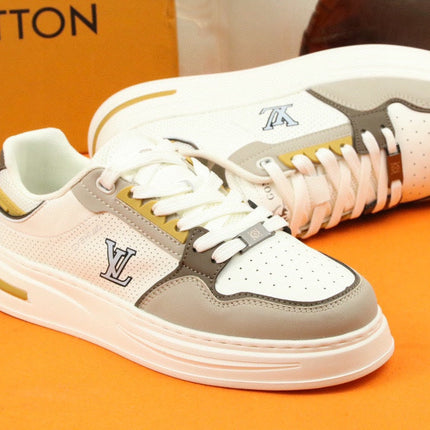 LV TRAINER SNEAKER IN WHITE MIX GREY MESH CALFSKIN