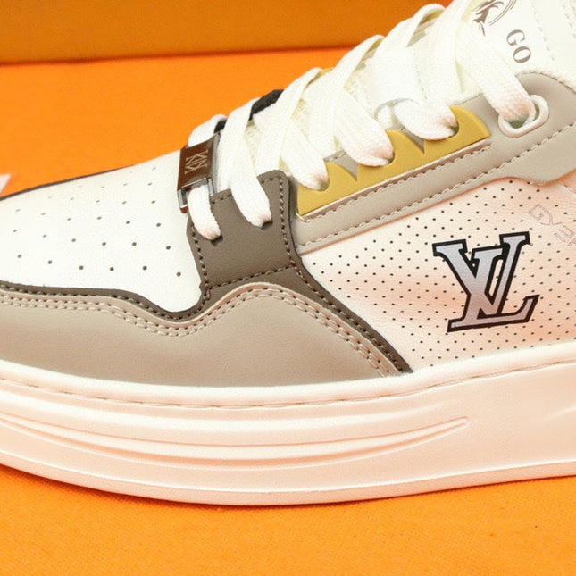 LV TRAINER SNEAKER IN WHITE MIX GREY MESH CALFSKIN
