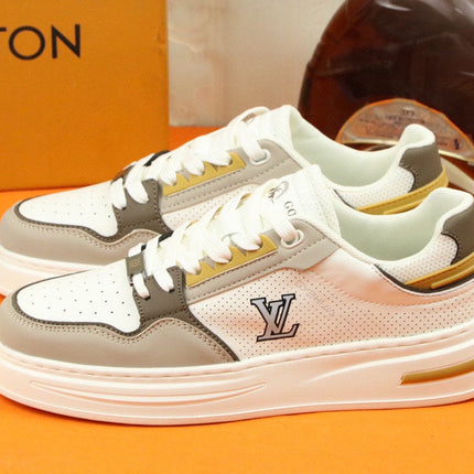 LV TRAINER SNEAKER IN WHITE MIX GREY MESH CALFSKIN