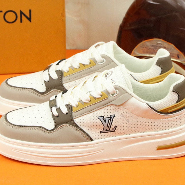 LV TRAINER SNEAKER IN WHITE MIX GREY MESH CALFSKIN