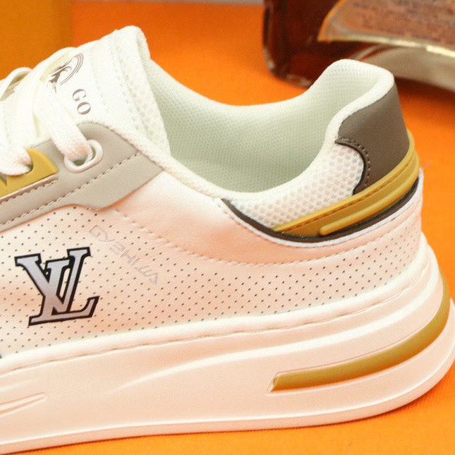 LV TRAINER SNEAKER IN WHITE MIX GREY MESH CALFSKIN