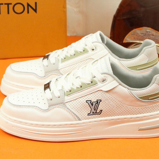 LV TRAINER SNEAKER IN WHITE MESH CALFSKIN