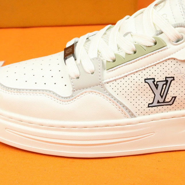 LV TRAINER SNEAKER IN WHITE MESH CALFSKIN