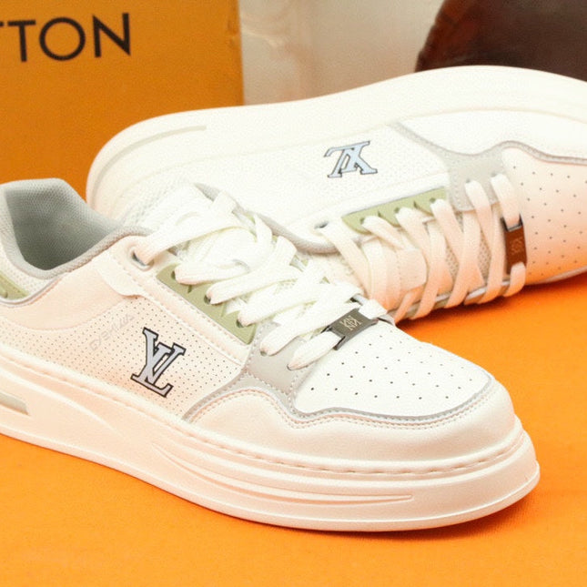 LV TRAINER SNEAKER IN WHITE MESH CALFSKIN