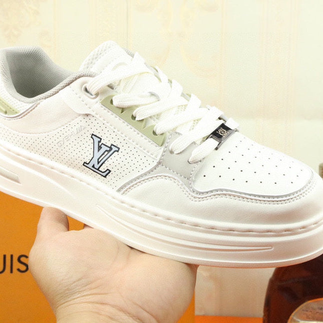 LV TRAINER SNEAKER IN WHITE MESH CALFSKIN