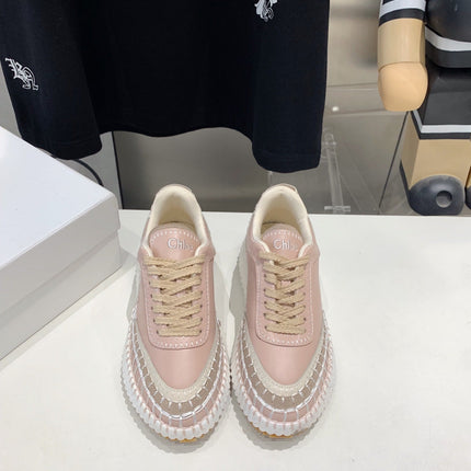NAMA SNEAKER 5 CM IN LIGHT PINK CALFSKIN