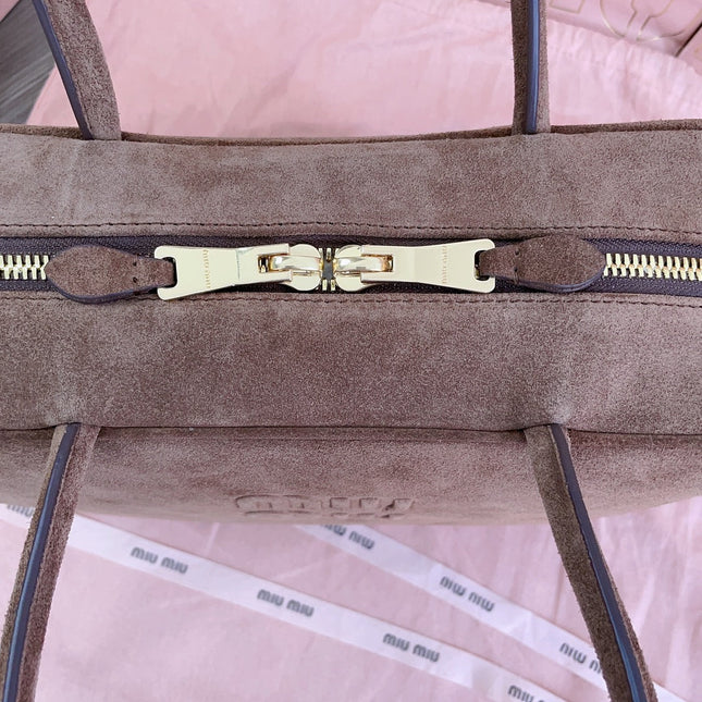 BEAU TOP HANDLE BAG 34 IN BROWN SUEDE