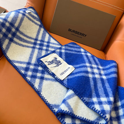 CHECK WOOL 182 CM SCARF COBALT BLUE 405043
