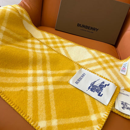 CHECK WOOL 182 CM SCARF AMBER YELLOW 405053
