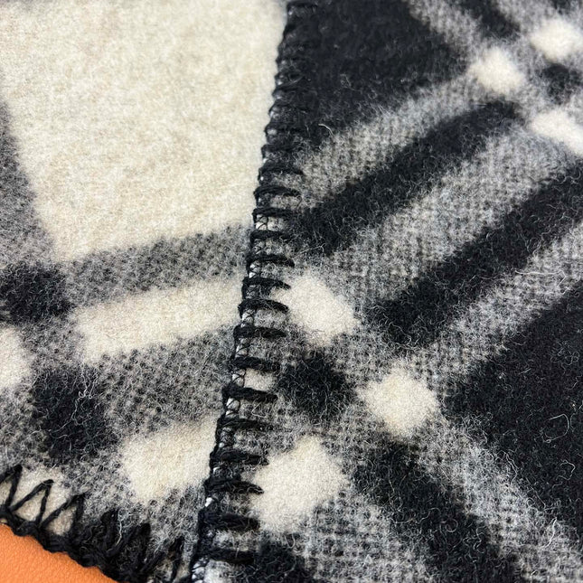 CHECK WOOL 182 CM SCARF BLACK 405055