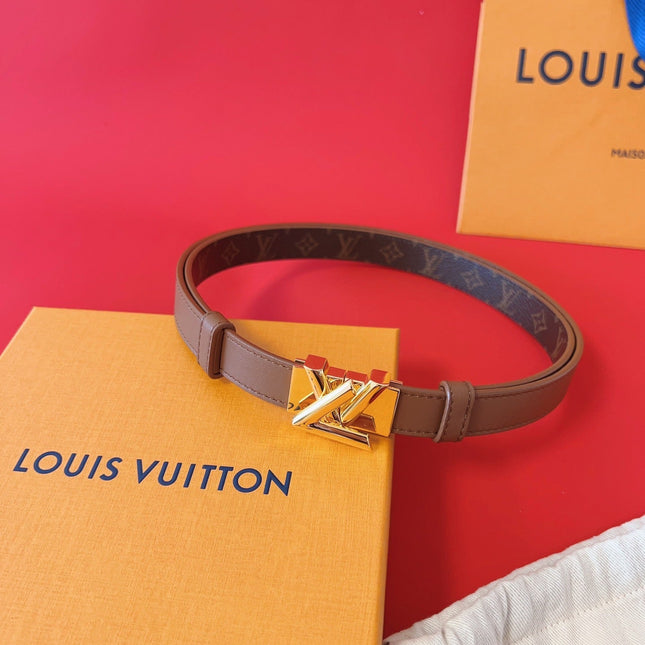 LV GO-14 20MM BELT IN BRONZE BROWN CALFSKIN GOLD HARDWARE