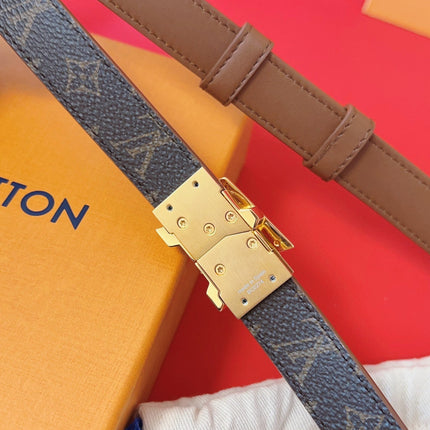 LV GO-14 20MM BELT IN BRONZE BROWN CALFSKIN GOLD HARDWARE