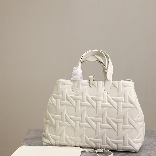 MEDIUM 37 TOUJOURS BAG IN WHITE CANNAGE GRAPHIC LAMBSKIN
