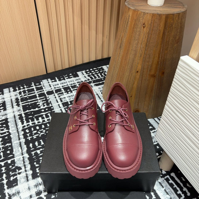 CC OXFORD SHOES IN BURGUNDY RED CALFSKIN