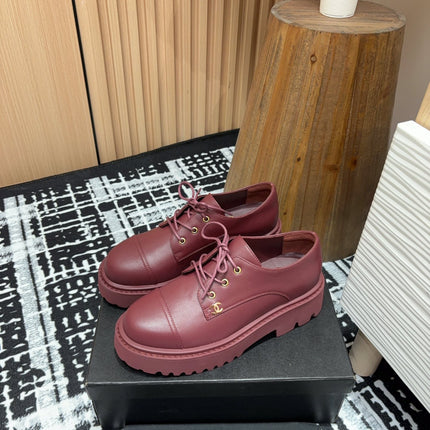 CC OXFORD SHOES IN BURGUNDY RED CALFSKIN