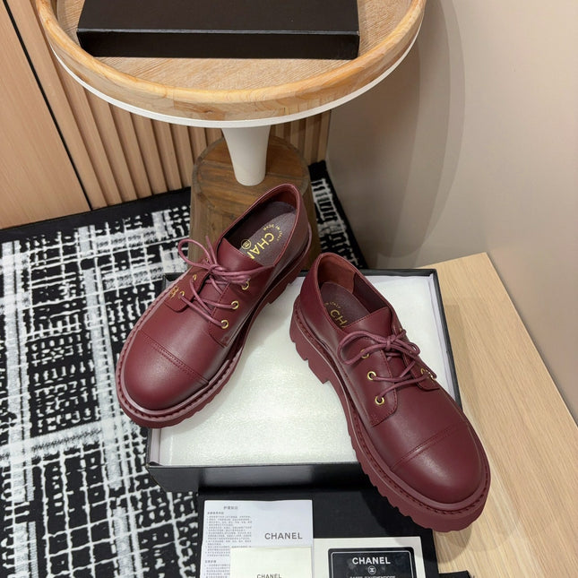 CC OXFORD SHOES IN BURGUNDY RED CALFSKIN