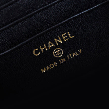 CHANEL 25S MINI VANITY BAG 16 CM IN BLACK LAMBSKIN WITH CRYSTAL-EMBELLISHED CC LOGO