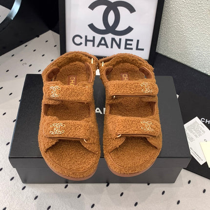 CC DAD SANDAL BRONZE BROWN LAMB FUR