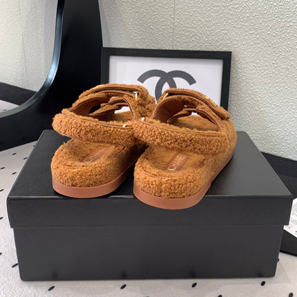 CC DAD SANDAL BRONZE BROWN LAMB FUR