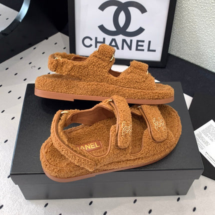 CC DAD SANDAL BRONZE BROWN LAMB FUR